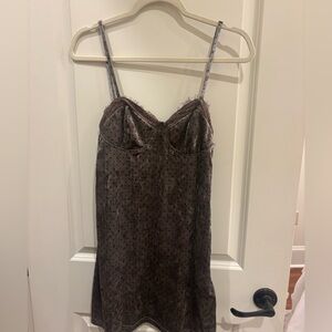 Brown Velvet Polka Dot Slip Dress - Women's Intimates